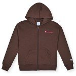 Champion Girls Sweatshirt Full Zip Up Fleece Hoody Sweatshirt Top Kids Clothes Coffee
