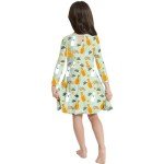 V.&GRIN Girls Fall Dress 3T, Long Sleeve Unicorn Floral Twirly Casual Cute Kids Dress Clothes Vestidos para Niñas Cat & Coffee