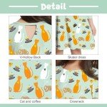 V.&GRIN Girls Fall Dress 3T, Long Sleeve Unicorn Floral Twirly Casual Cute Kids Dress Clothes Vestidos para Niñas Cat & Coffee