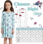 V.&GRIN Girls Fall Dress 3T, Long Sleeve Unicorn Floral Twirly Casual Cute Kids Dress Clothes Vestidos para Niñas Cat & Coffee