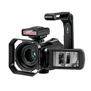 4K Camcorder ORDRO Night Vision Video Camera Vlog Ghost Hunting Camera Camcorder for YouTube 3.1’’ IPS Touch Screen Camcorder with IR Light Handheld Holder 64G Memory Card and 2 Batteries