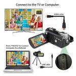 4K Camcorder ORDRO Night Vision Video Camera Vlog Ghost Hunting Camera Camcorder for YouTube 3.1’’ IPS Touch Screen Camcorder with IR Light Handheld Holder 64G Memory Card and 2 Batteries