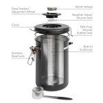 Veken Coffee Canister with Window, Airtight Stainless Steel Kitchen Food Storage Container, Date Tracker and Scoop for Grounds Coffee Bar Accessories, Beans, Tea, Flour, Cereal, Sugar, 22OZ, Black