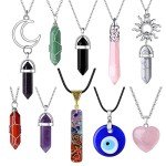 10 Pcs Healing Crystal Necklace Set for Women