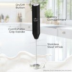 Zulay Kitchen Powerful Milk Frother Wand - Mini Milk Frother Handheld Stainless Steel - Battery Operated Drink Mixer for Coffee, Lattes, Cappuccino, Matcha - Froth Mate Milk Frother Gift - Black