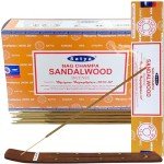 Sandalwood Incense Sticks - Total 180 Insence-Sticks and Incense Stick Holder Bundle Insence Insense Satya Incense