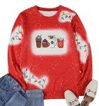 LUKYCILD Christmas Coffee Sweatshirt Women Merry Christmas Shirt Ice Cream Graphic Pullover Xmas Holiday Casual Novelty Tops