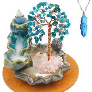 Enchanting Waterfall Incense Burner with Crystals & Sticks