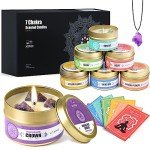 Chakra Candles with Healing Crystals Set