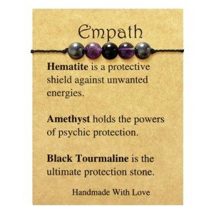 yfstyle Crystal Healing Stones Bracelets Healing Spiritual Crystal Bracelets for Women Men Amethyst Anxiety Bracelets Empath Protection Bracelet Natural Gemstones Bracelets Jewelry Gifts-Empathy
