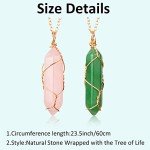 10 Pieces Hexagonal Crystal Pendant Necklace, Natural Quartz Stone Pendant Necklace, Healing Crystal Full Wire Wrap Gemstone Necklace for Women Girls (Charming Colors,Classic)