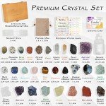 30 PCS Crystals and Stones Set, Natural Raw Healing Crystals and Tumbled Chakra Stones, Premium Protection Crystals Gift Kit Display in Wooden Box with Info Guide