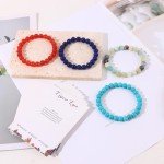 CASDAN 12Pcs Crystal Bracelets for Women Men 8mm Round Stone Beaded Bracelet Semi-Precious Gemstones Bracelet Energy stone Stretch Bracelet Jewelry Gifts