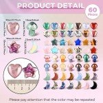 60 Pieces Crystal Mushroom Sculpture Heart Shaped Crystals Moon Crystal Star Crystal Stones Bulks Worry Stones Assorted Hand Making Palm Thumb Gemstones for Witchcraft Meditation Reiki (Classic Style)