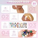 60 Pieces Crystal Mushroom Sculpture Heart Shaped Crystals Moon Crystal Star Crystal Stones Bulks Worry Stones Assorted Hand Making Palm Thumb Gemstones for Witchcraft Meditation Reiki (Classic Style)