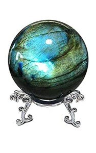 Labradorite Crystal Sphere with Pedestal Display