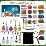 Worgree Advent Calendar 2024, 24 Days Christmas Countdown Calendar with Chakra Crystals and Healing Stones, Natural Gemstones Rock Collection Gifts for Kids Boys Girls Teens Adults Women Beginners
