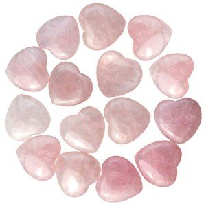 Rose Quartz Heart Worry Stones for Healing Energy