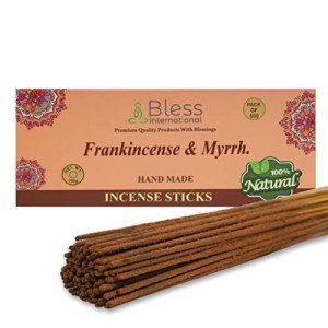 Bless-Frankincense-and-Myrrh 100%-Natural-Handmade-Hand-Dipped-Incense-Sticks Organic-Chemicals-Free for-Purification-Relaxation-Positivity-Yoga-Meditation The-Best-Woods-Scent (500 Sticks (750GM))