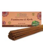 Bless-Frankincense-and-Myrrh 100%-Natural-Handmade-Hand-Dipped-Incense-Sticks Organic-Chemicals-Free for-Purification-Relaxation-Positivity-Yoga-Meditation The-Best-Woods-Scent (500 Sticks (750GM))