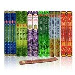 Six Most Popular HEM Incense Scents With Free Burner - 40 Sticks Each of Dragon's Blood, Frankincense & Myrrh, Patchouli, Precious Lavender, First Rain, and White Sage 240 TOTAL STICKS