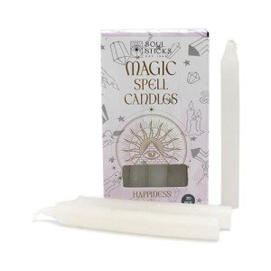 Happiness Magic Spell White Taper Candles 20 Pack