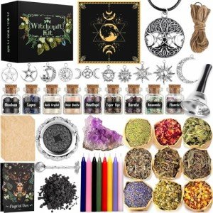Beginner Witchcraft Supplies Kit with Herbs & Crystals