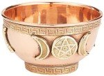 Triple Moon Pentacle Copper Altar Bowl, 3