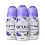 CRYSTAL Deodorant Aluminum Free Mineral Deodorant Roll-On for Women & Men, Lavender & White Tea - Paraben Free - Certified Cruelty Free & Vegan Deodorant - Prevents Odor Up to 24 Hours ,2.25 Fl Oz (Pack of 3),21661-3