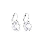Swarovski Bella Drop Pierced Earrings with Round White Swarovski Crystals and Matching Pavé on a Rhodium Plated Setting