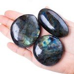 Labradorite Palm Stone Crystal - Natural Chakra Reiki Polished Healing Pocket Worry Stone Crystal for Anxiety Stress Relief Therapy