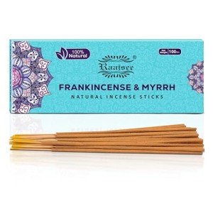 Raajsee Frankincense & Myrrh Incense Sticks, 100%-Natural Charcoal Free Organic Non Toxic Clean Burning Handmade Insence Sticks 100 gm Pack, Meditation Gifts – Spritual Cleansing