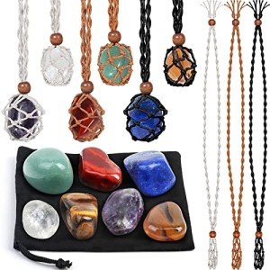 Chakra Crystal Necklace Holders and Healing Stones Set