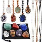 Chakra Crystal Necklace Holders and Healing Stones Set
