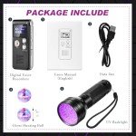 Dunzy 4 Pcs Ghost Hunting Equipment Kit Includes 1 Pocket Digital Voice Recorder 2 LED Light Up Pet Cat Ball 1 Black UV Flashlight, 8 GB (Stylish)(Classic)