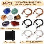 Chakra Crystal Necklace Holders and Healing Stones Set