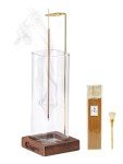 Wooden Incense Holder with Glass Ash Catcher