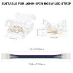 10 PCS Solderless RGB LED Strip Connectors 4Pin