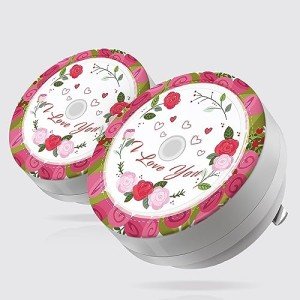 Romantic LED Night Light with Rose Design - 2 Pack