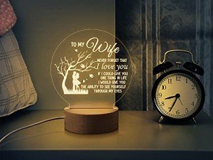Personalized Engraved Night Light for Wife