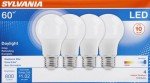 Sylvania A19 LED Light Bulbs, 5000K, 4-Pack
