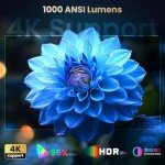 4K WiFi 6 Projector with AI Focus & Bluetooth