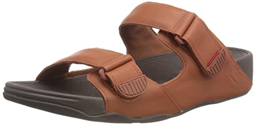 FitFlop Men's Gogh Moc Slide Leather Sandal, Dark Tan, 11
