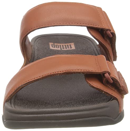 FitFlop Men's Gogh Moc Slide Leather Sandal, Dark Tan, 11