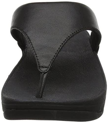 FitFlop Women's Lulu Toe-Post Leather Flip-Flop Sandal, Black, 8