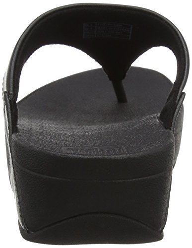 FitFlop Women's Lulu Toe-Post Leather Flip-Flop Sandal, Black, 8