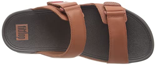 FitFlop Men's Gogh Moc Slide Leather Sandal, Dark Tan, 11