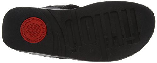FitFlop Women's Lulu Toe-Post Leather Flip-Flop Sandal, Black, 8