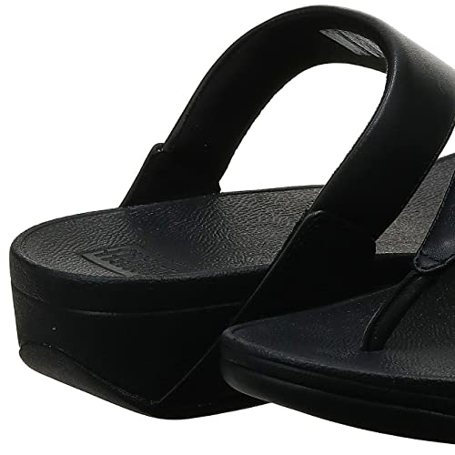 FitFlop Women's Lulu Toe-Post Leather Flip-Flop Sandal, Black, 8