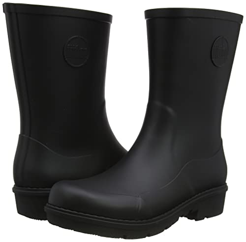 FitFlop Women's Wellington Boots Rain, Black, 8